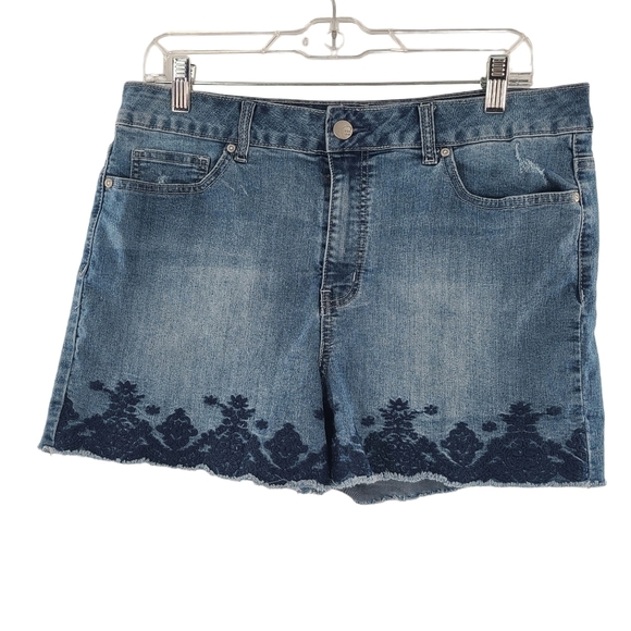 Cato Est. 1946 Denim 5 Pocket Embroidered Around‎ Hem Frayed SZ 16 - Picture 1 of 5